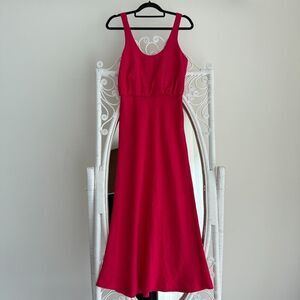 Zara Dress Small Pink Midi Gathered Empire Waist Dopamine Date Night Brunch Girl